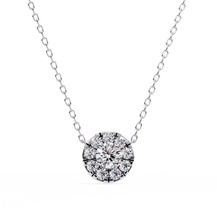 Regal Spark Diamond-Look Halo Pendant | 925 Sterling Silver