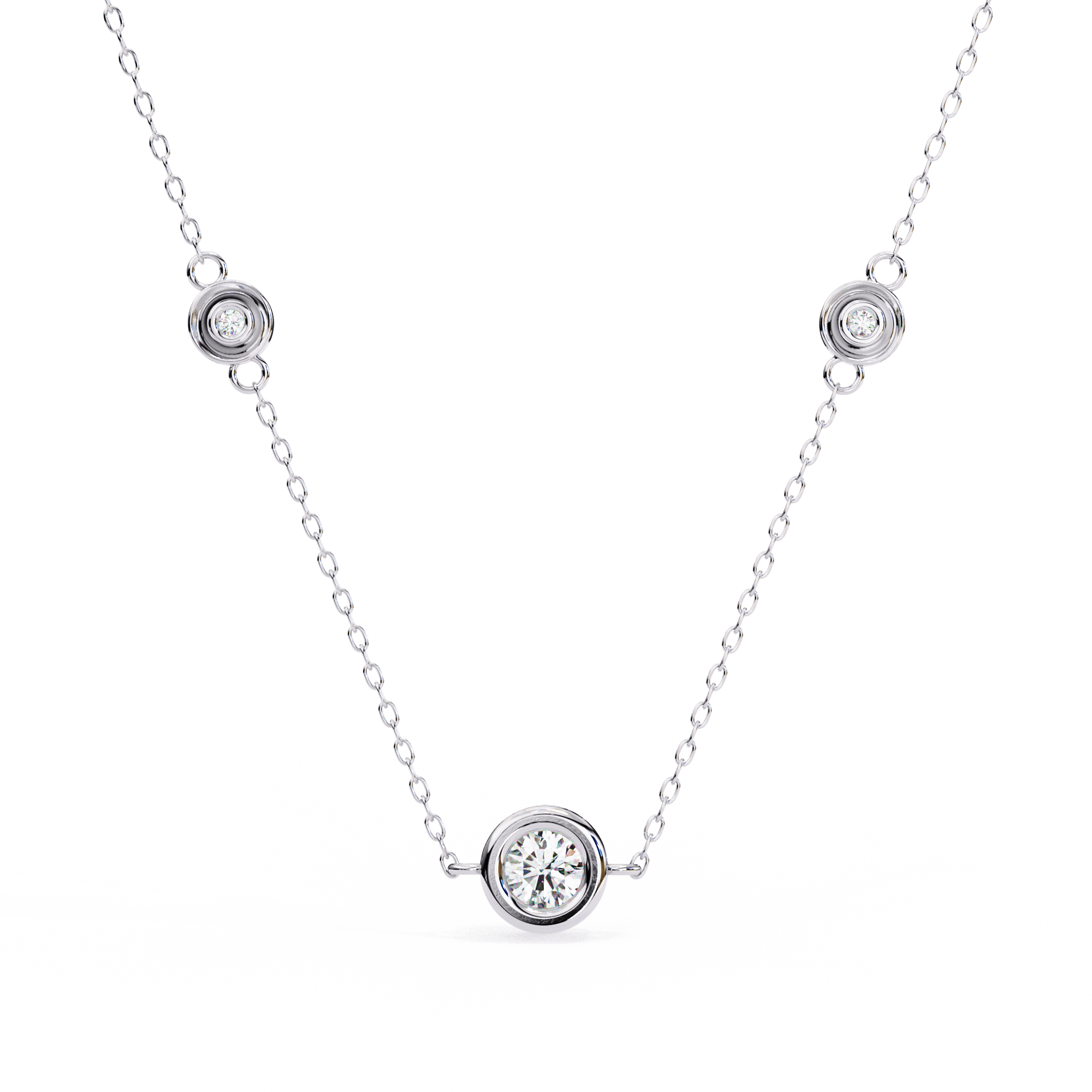 Celeste Trio Solitaire Station Necklace | 925 Sterling Silver