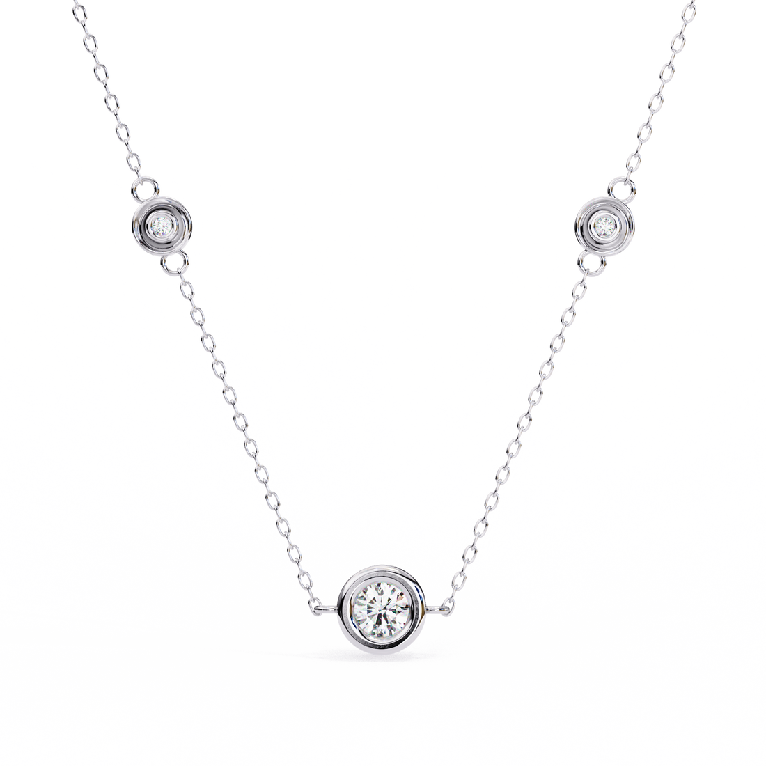 Celeste Trio Solitaire Station Necklace | 925 Sterling Silver