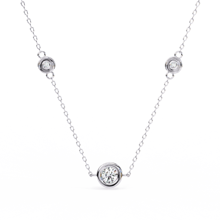 Celeste Trio Solitaire Station Necklace | 925 Sterling Silver
