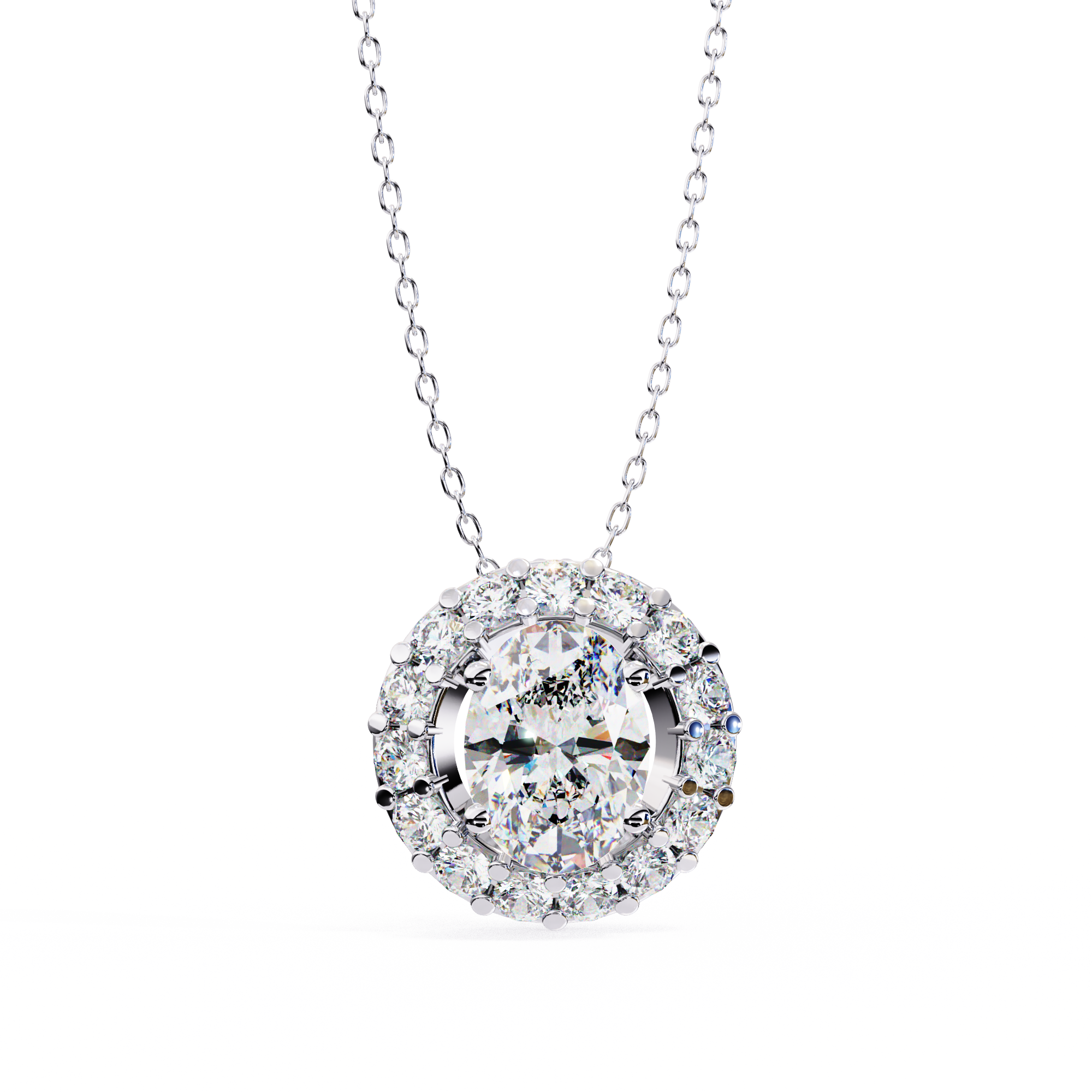 Celestial Glow Solitaire Halo Necklace | 925 Sterling Silver