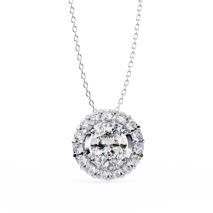 Celestial Glow Solitaire Halo Necklace | 925 Sterling Silver