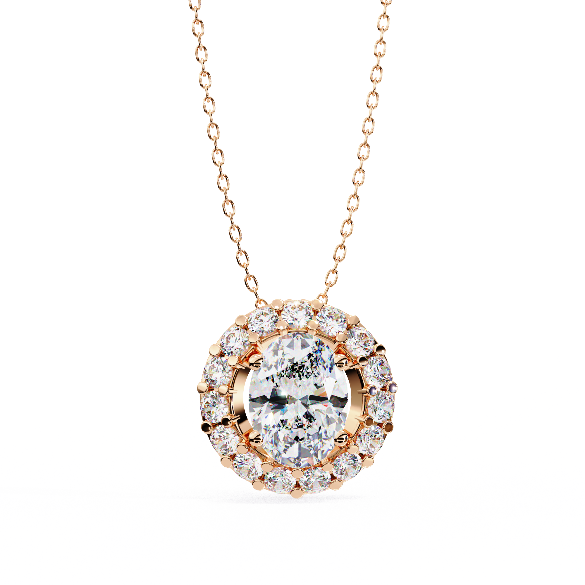 Celestial Glow Solitaire Halo Necklace | 925 Sterling Silver