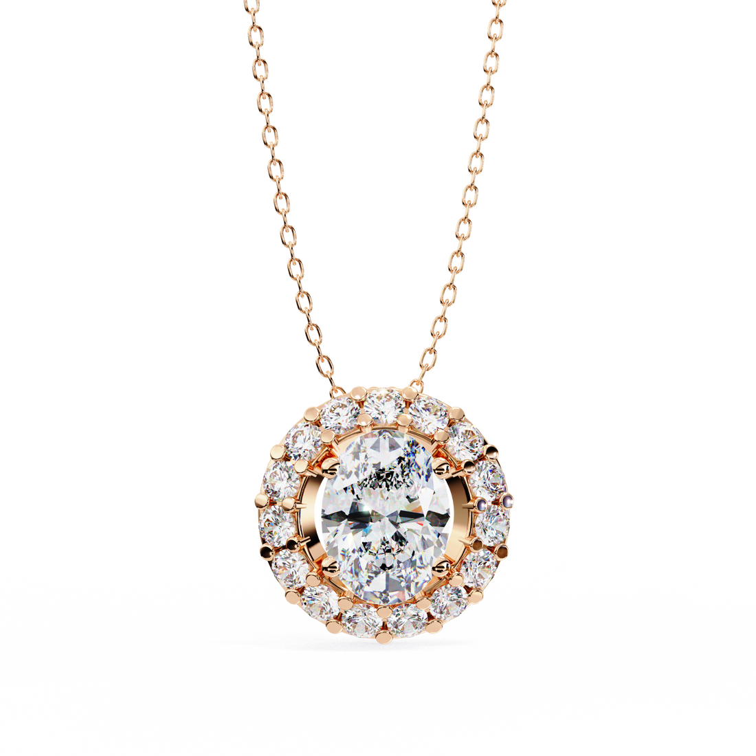 Celestial Glow Solitaire Halo Necklace | 925 Sterling Silver