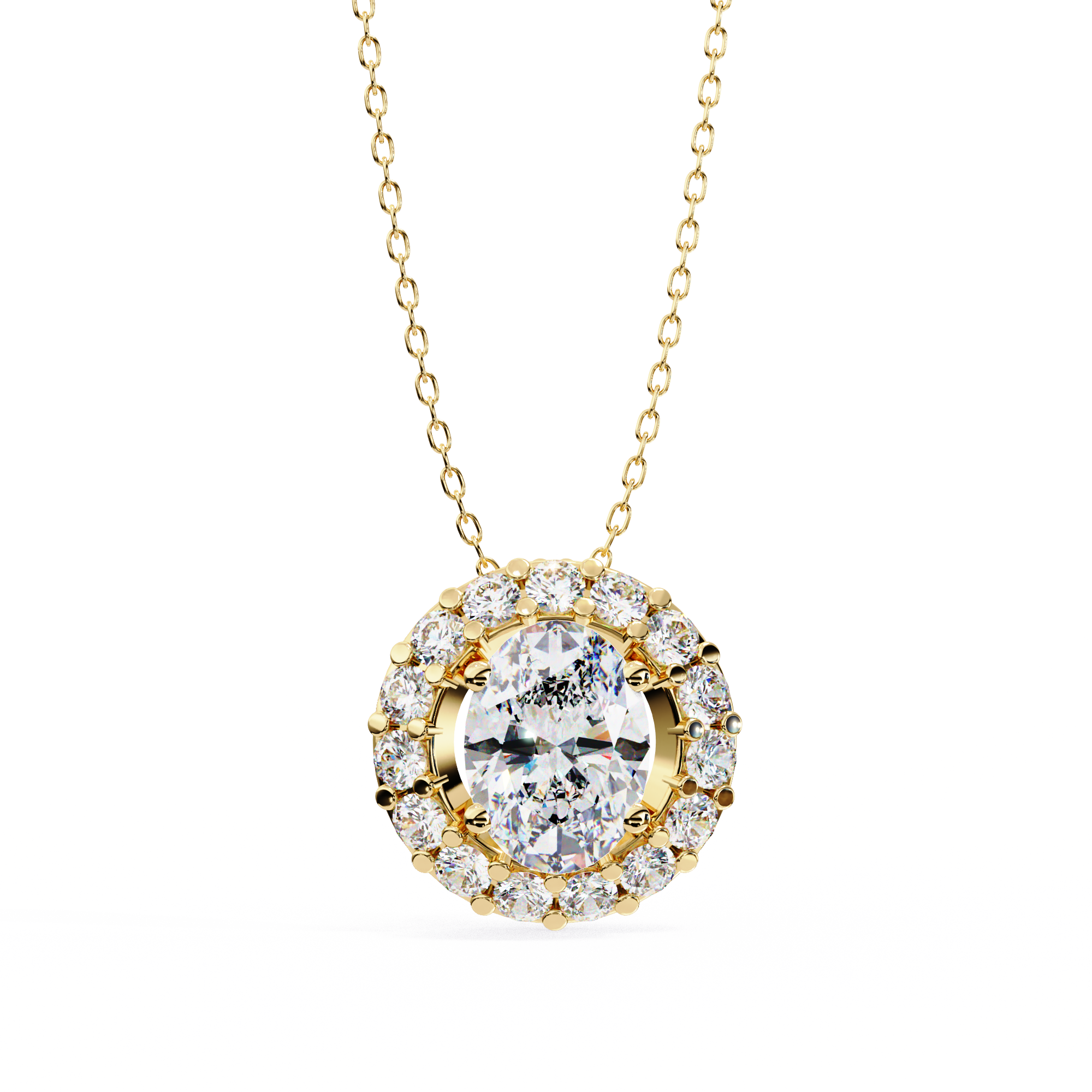 Celestial Glow Solitaire Halo Necklace | 925 Sterling Silver