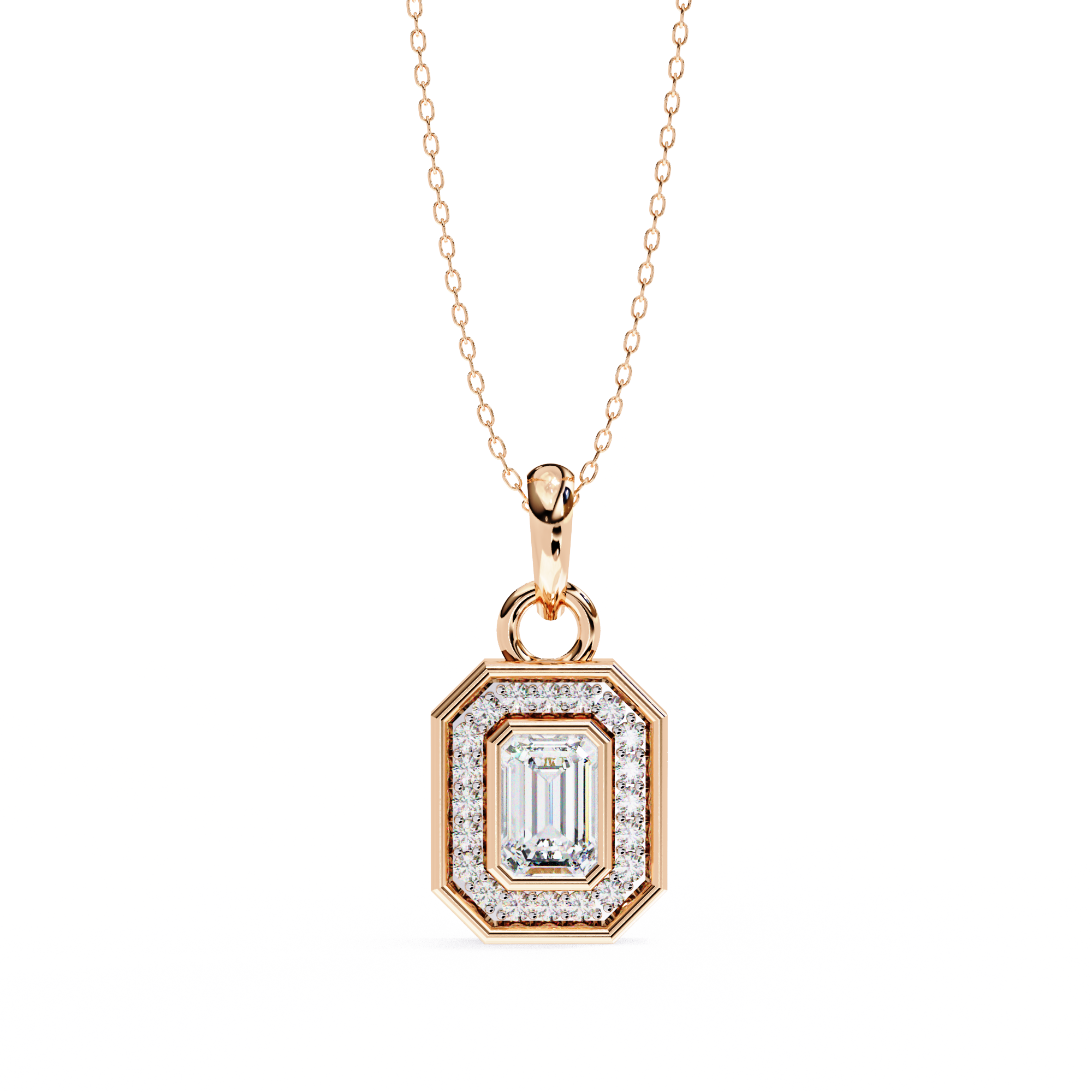 Grand Aura Octagon Halo Pendant | 925 Sterling Silver