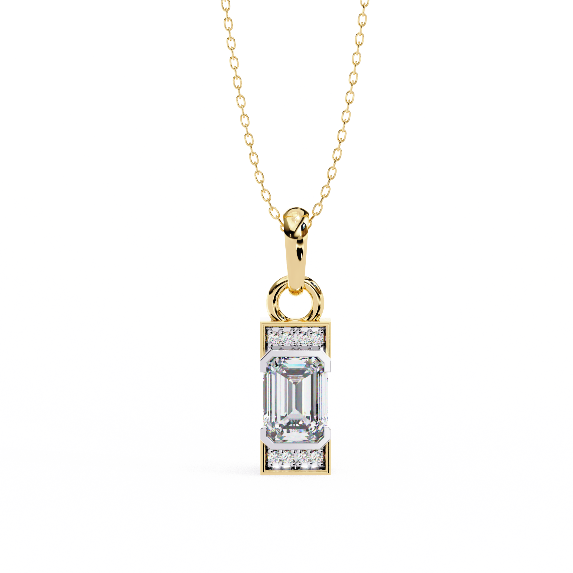 Minimal Prism Emerald-Cut Pendant | Pure 925 Silver