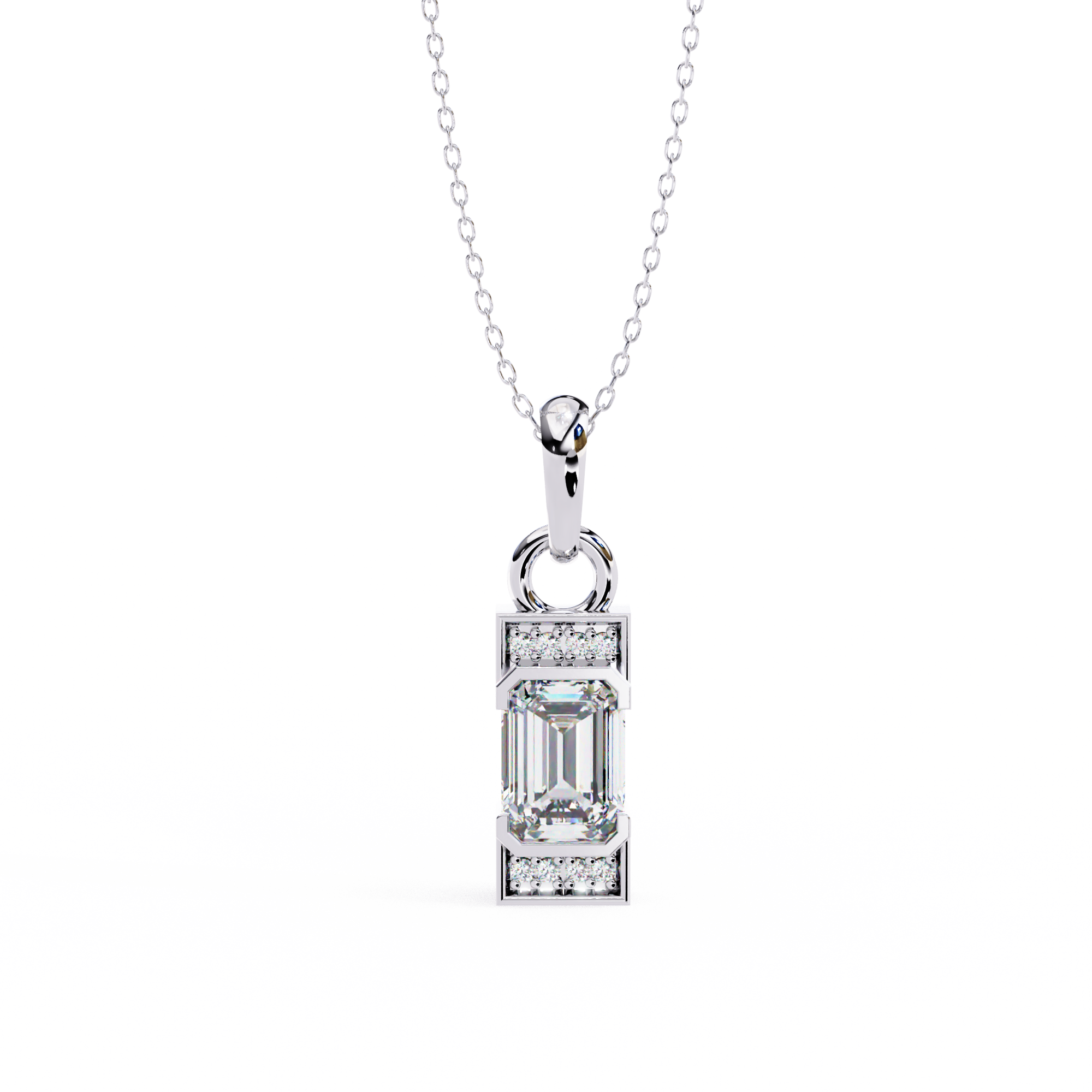 Minimal Prism Emerald-Cut Pendant | Pure 925 Silver