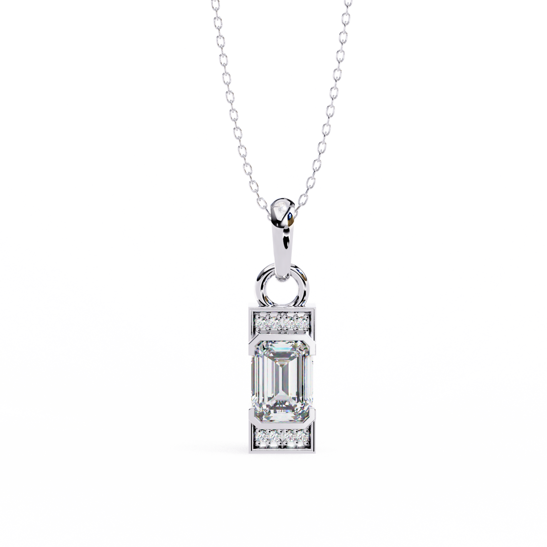 Minimal Prism Emerald-Cut Pendant | Pure 925 Silver