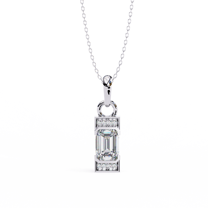 Minimal Prism Emerald-Cut Pendant | Pure 925 Silver