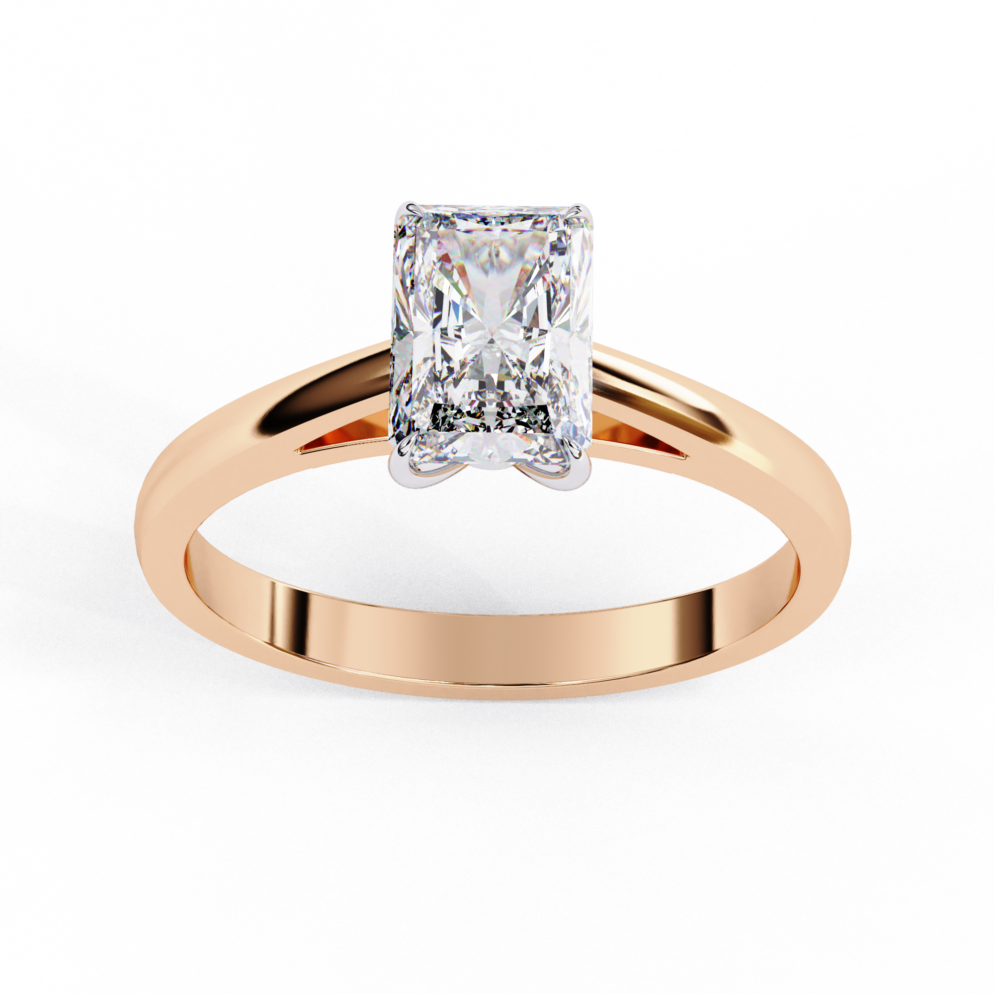Elegant Rectangular-Cut Diamond Solitaire Ring | 925 Sterling Silver