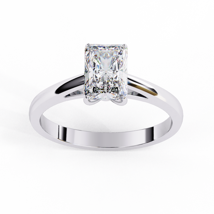 Elegant Rectangular-Cut Diamond Solitaire Ring | 925 Sterling Silver