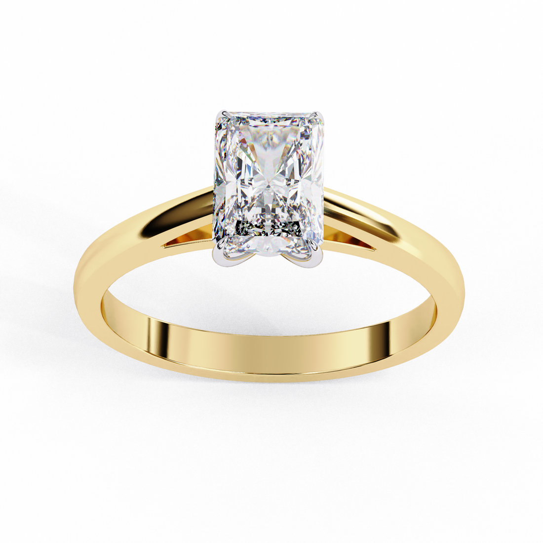Elegant Rectangular-Cut Diamond Solitaire Ring | 925 Sterling Silver