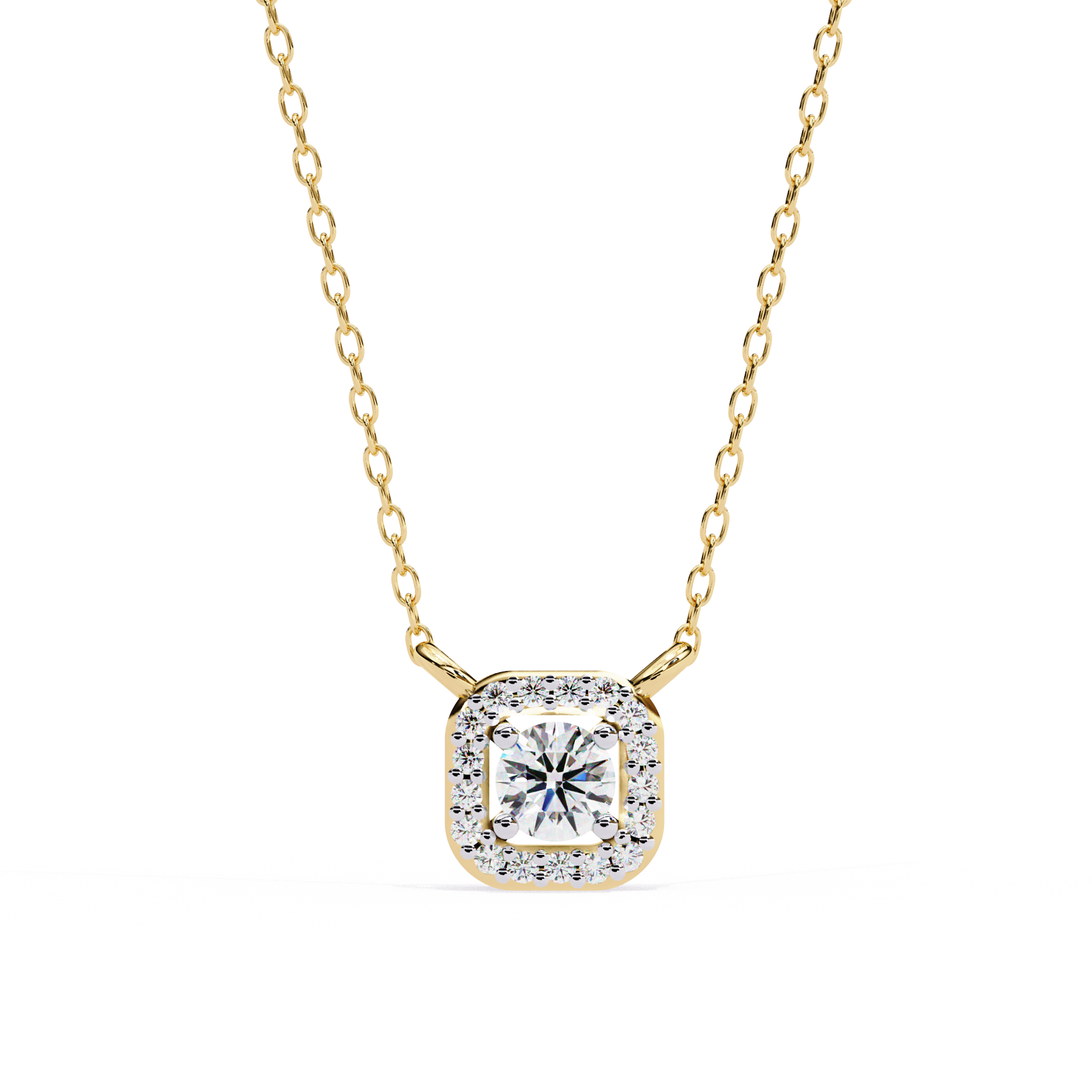 Luminous Halo Cushion Pendant | 925 Sterling Silver