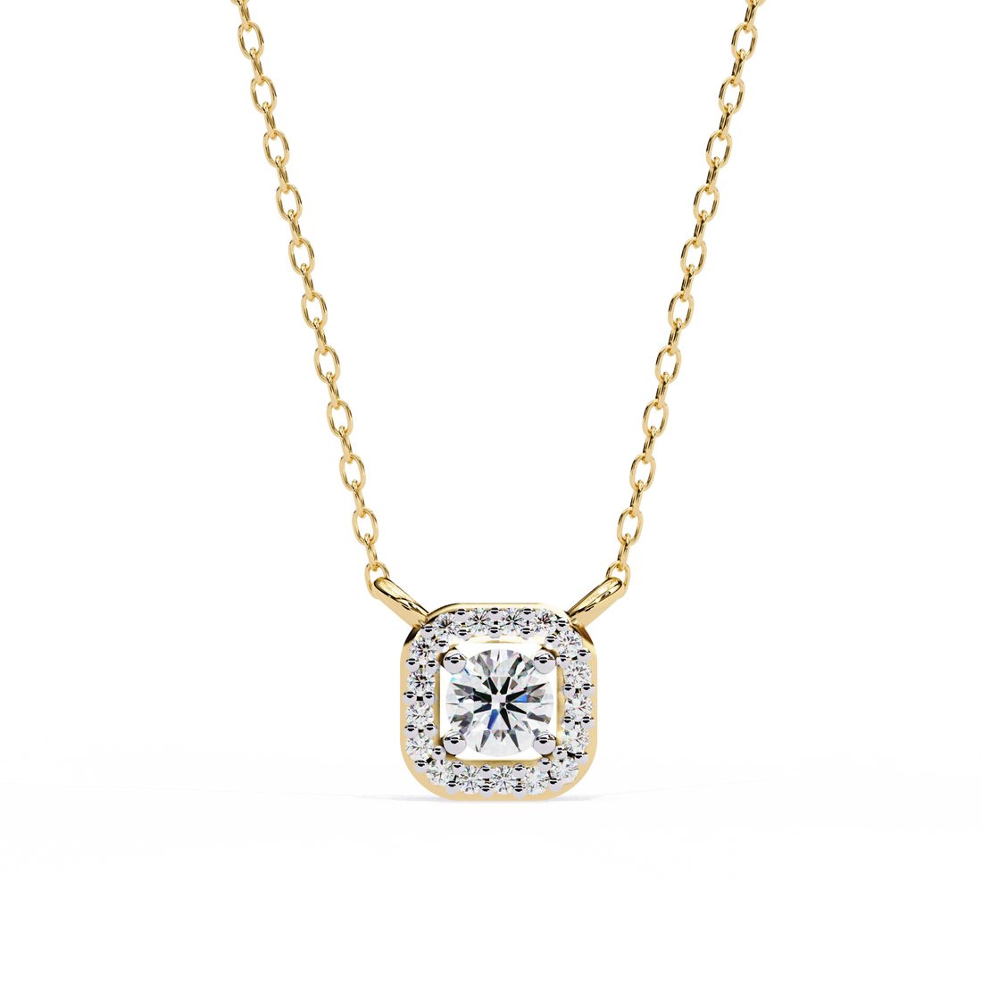 Luminous Halo Cushion Pendant | 925 Sterling Silver