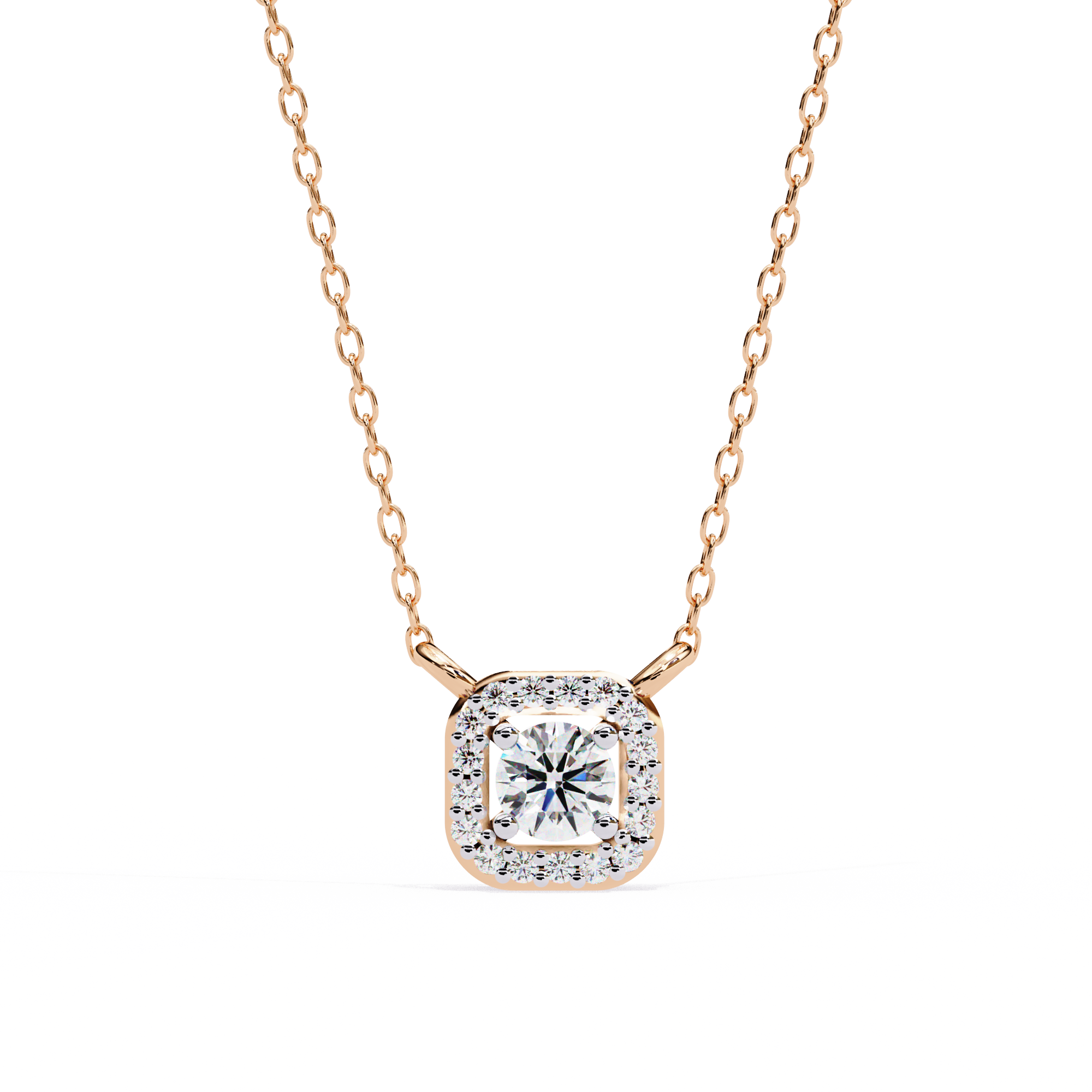 Luminous Halo Cushion Pendant | 925 Sterling Silver