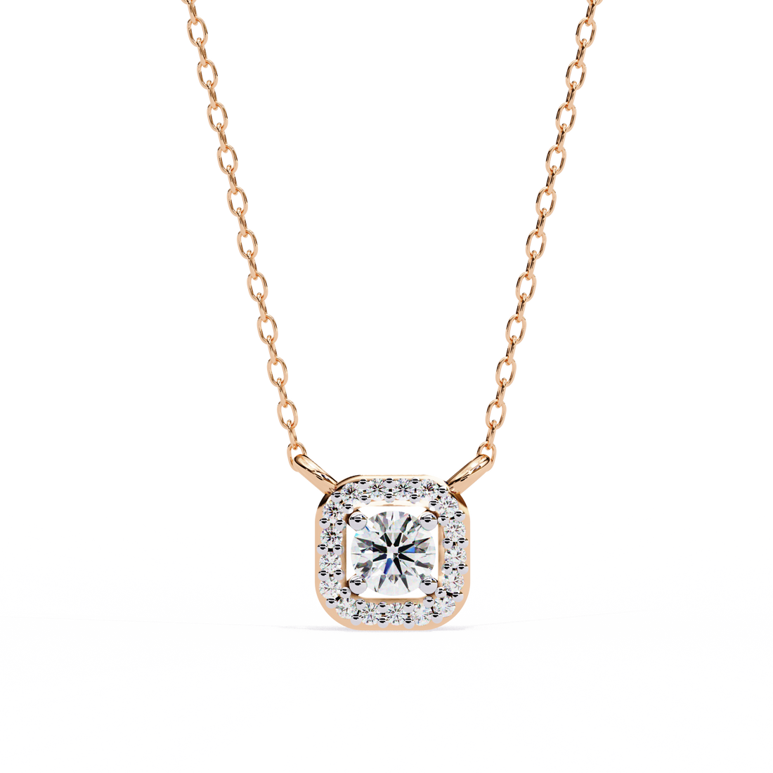 Luminous Halo Cushion Pendant | 925 Sterling Silver