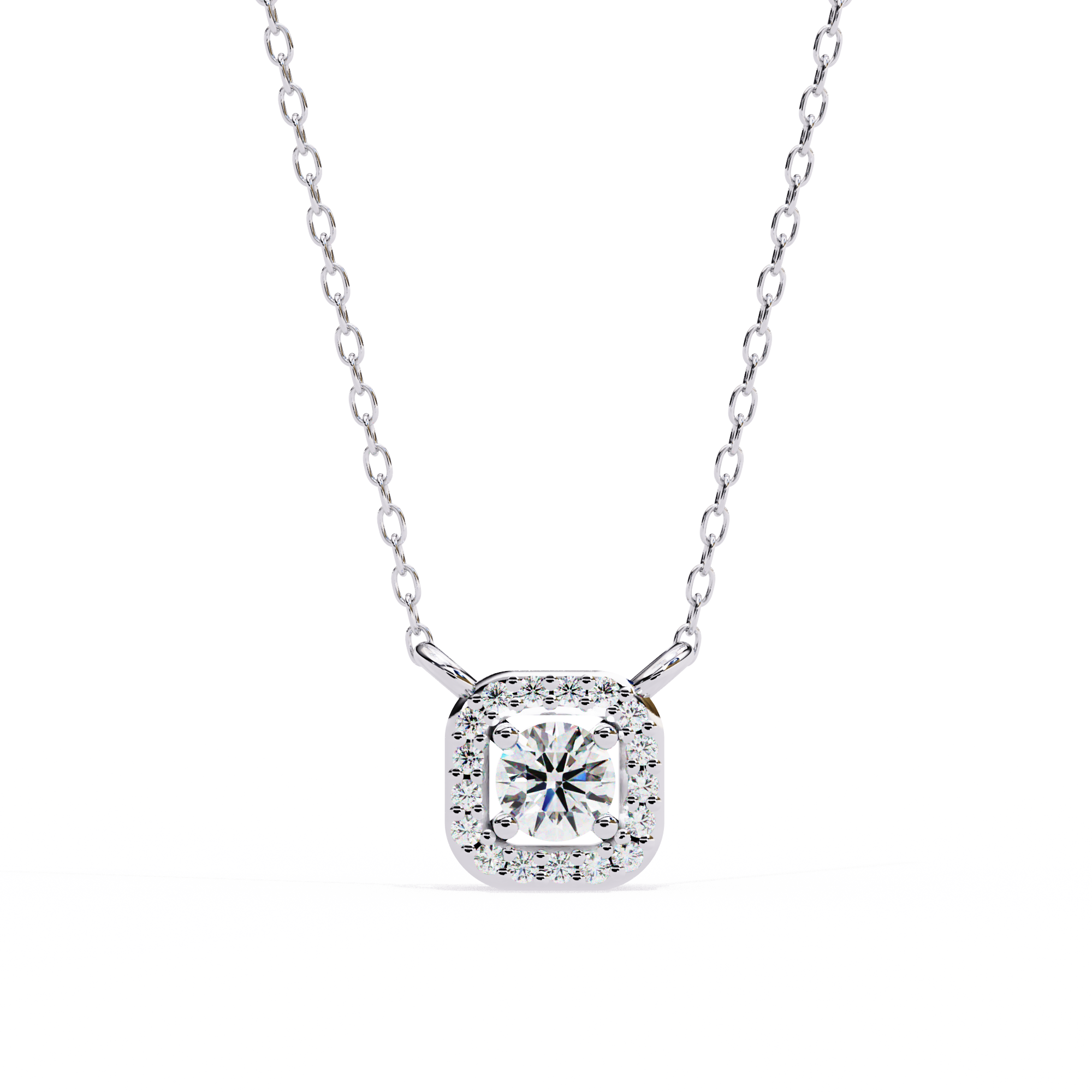 Luminous Halo Cushion Pendant | 925 Sterling Silver