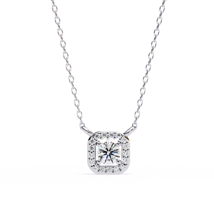 Luminous Halo Cushion Pendant | 925 Sterling Silver