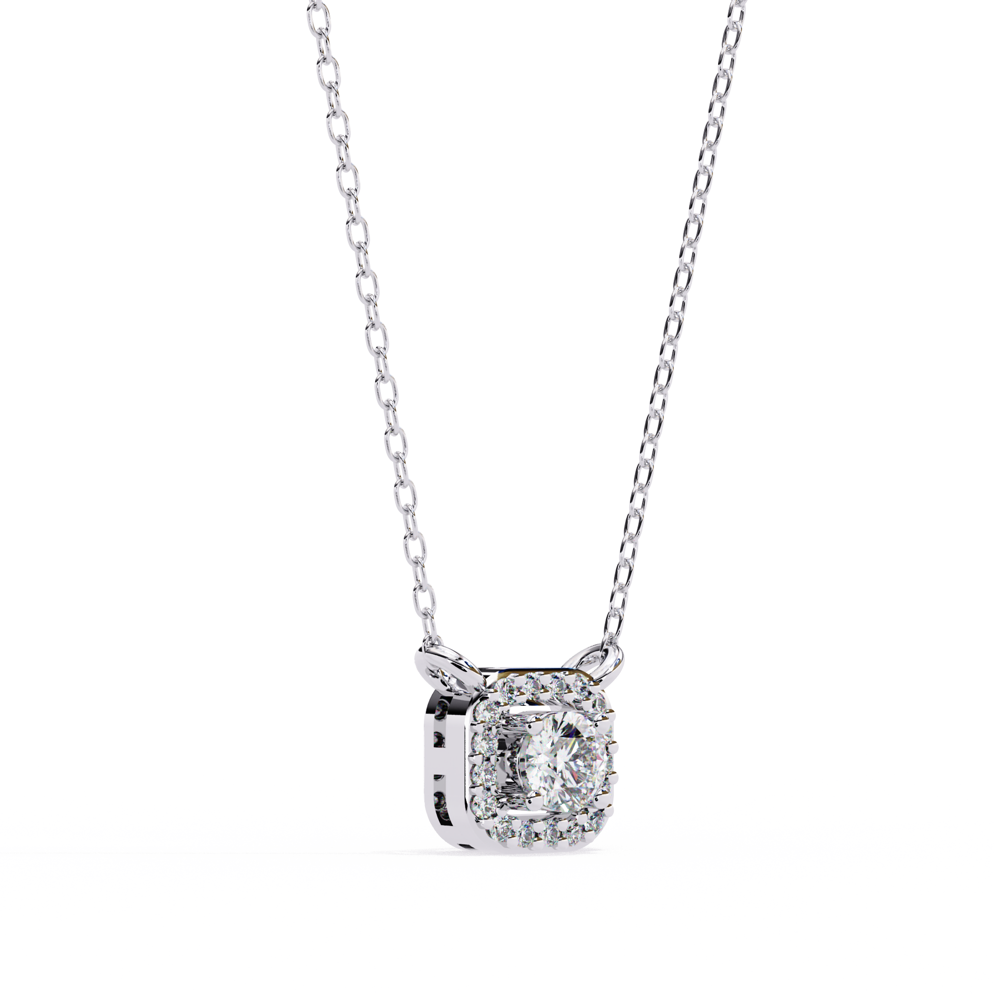 Luminous Halo Cushion Pendant | 925 Sterling Silver