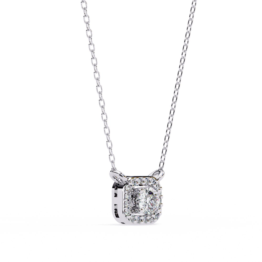 Luminous Halo Cushion Pendant | 925 Sterling Silver