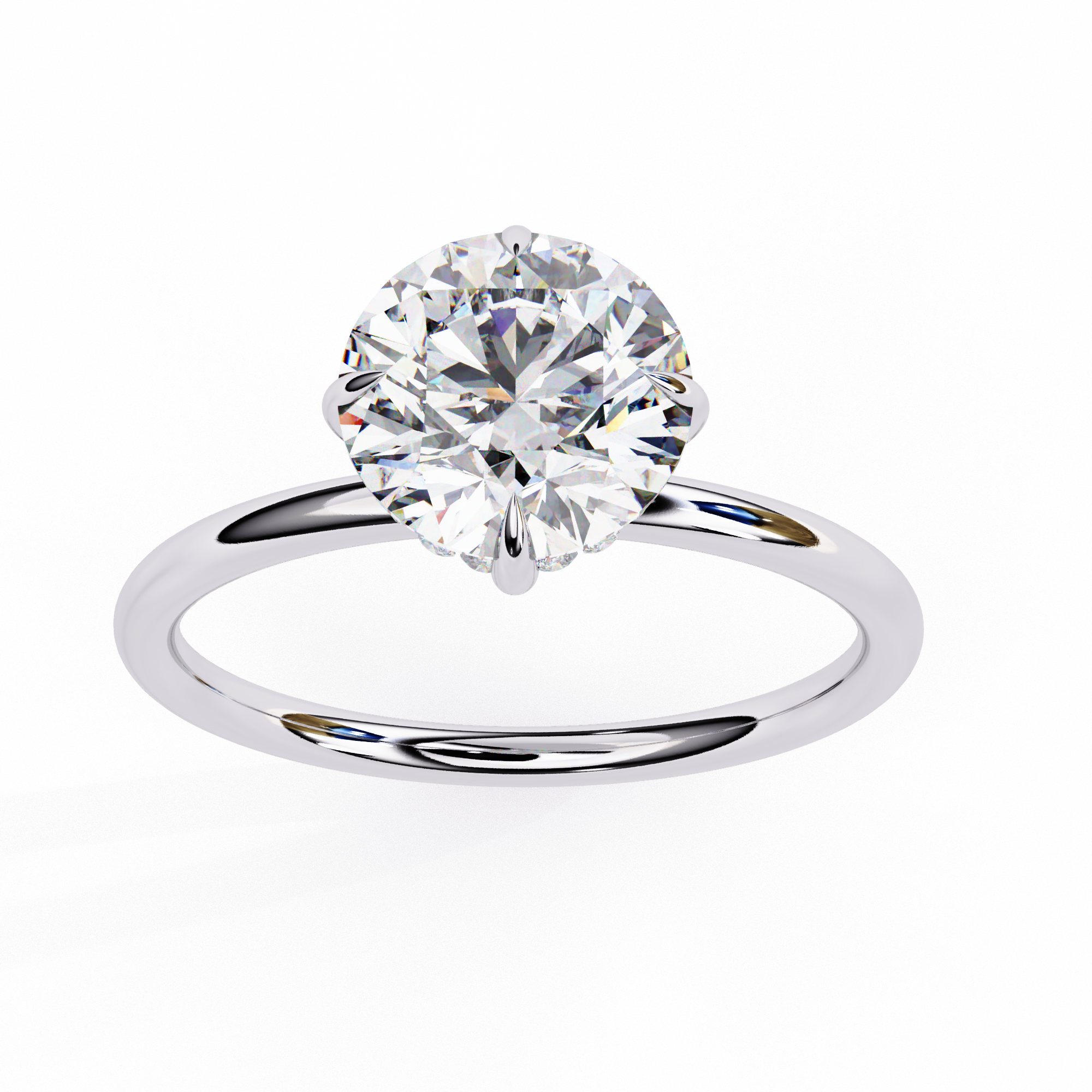 Round-Cut Solitaire Diamond Ring â€“ 925 Sterling Silver