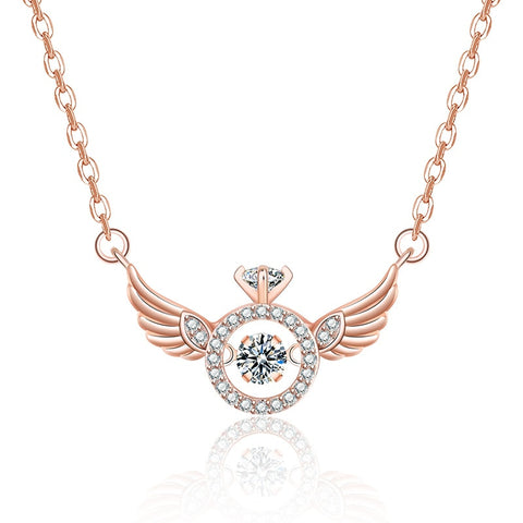 18K Gold & Silver Plated Angel Wings Smart Clavicle Necklace Advanced Feeling Versatile Beating Necklace