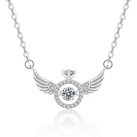 18K Gold & Silver Plated Angel Wings Smart Clavicle Necklace Advanced Feeling Versatile Beating Necklace