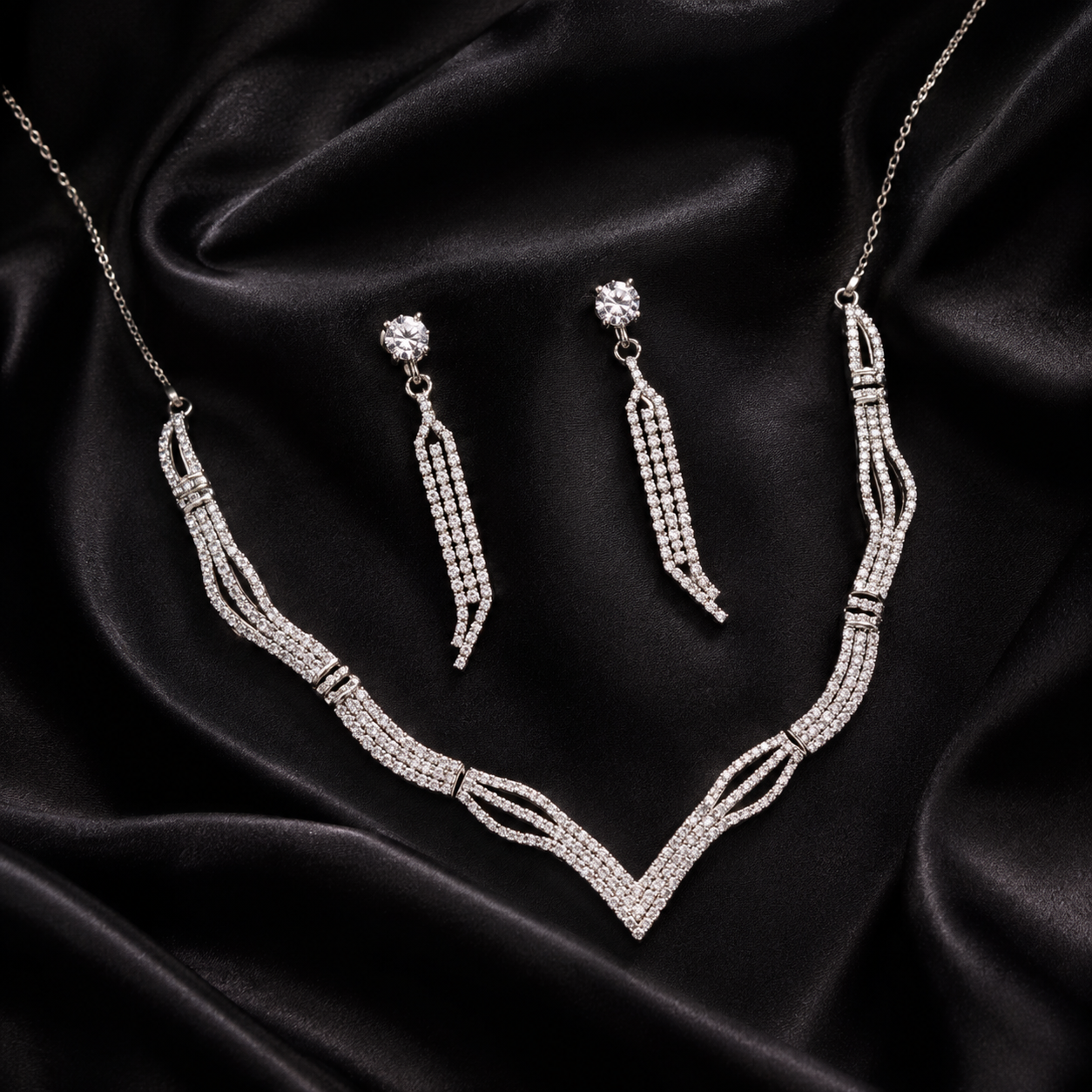 Luxury Silver Necklace Set