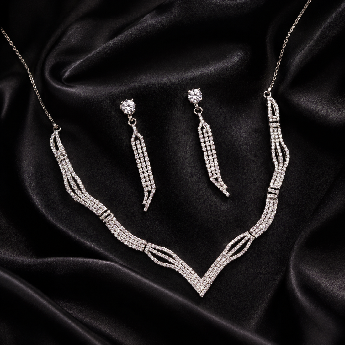Luxury Silver Necklace Set