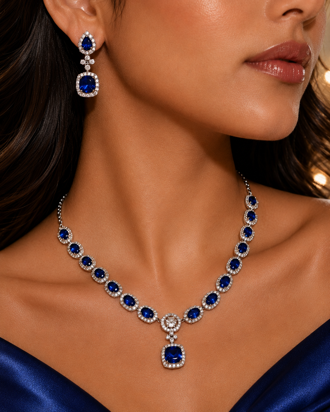Blue Stone Necklace Set