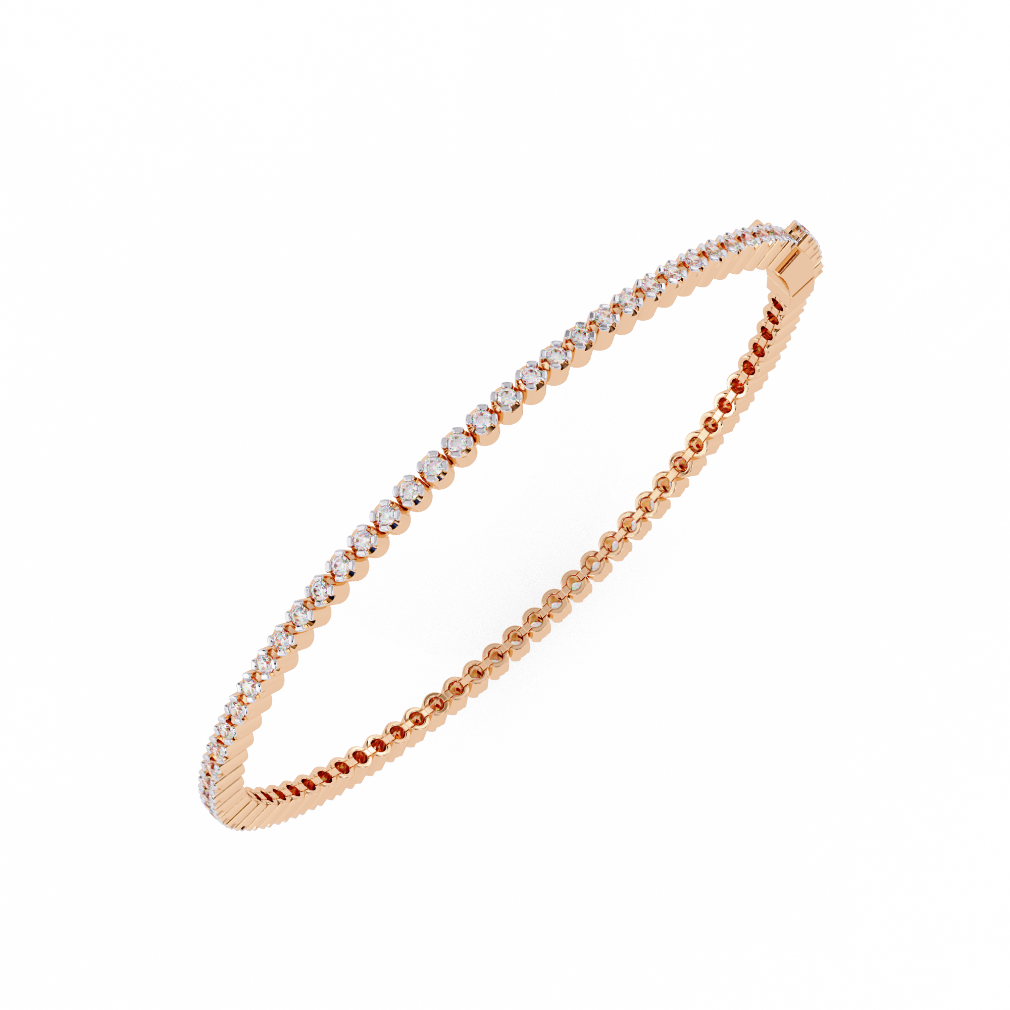 Rose gold bracelet with diamonds stone