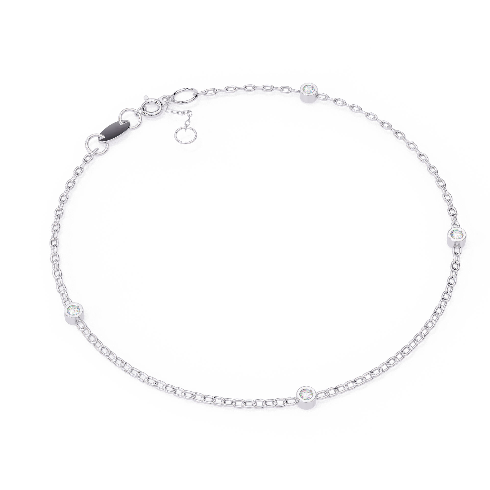Eternal Dot Bezel Silver Bracelet | 925 Sterling Silver