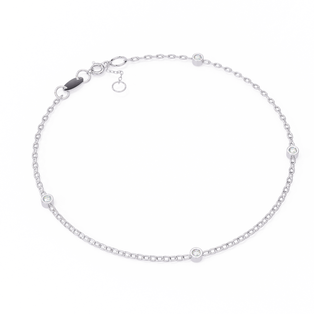 Eternal Dot Bezel Silver Bracelet | 925 Sterling Silver