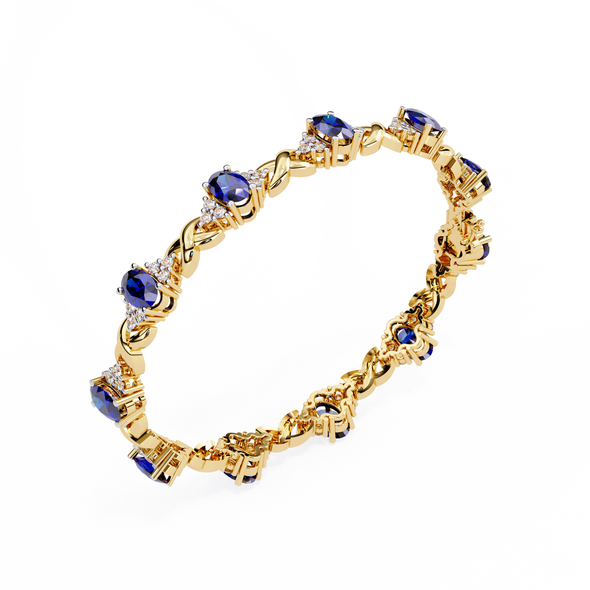 Midnight Blue Sapphire Look Silver Bracelet | 925 Pure Sterling Silver