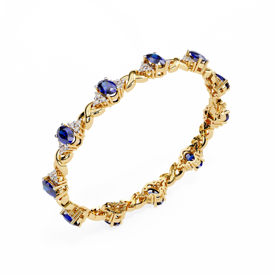 Midnight Blue Sapphire Look Silver Bracelet | 925 Pure Sterling Silver