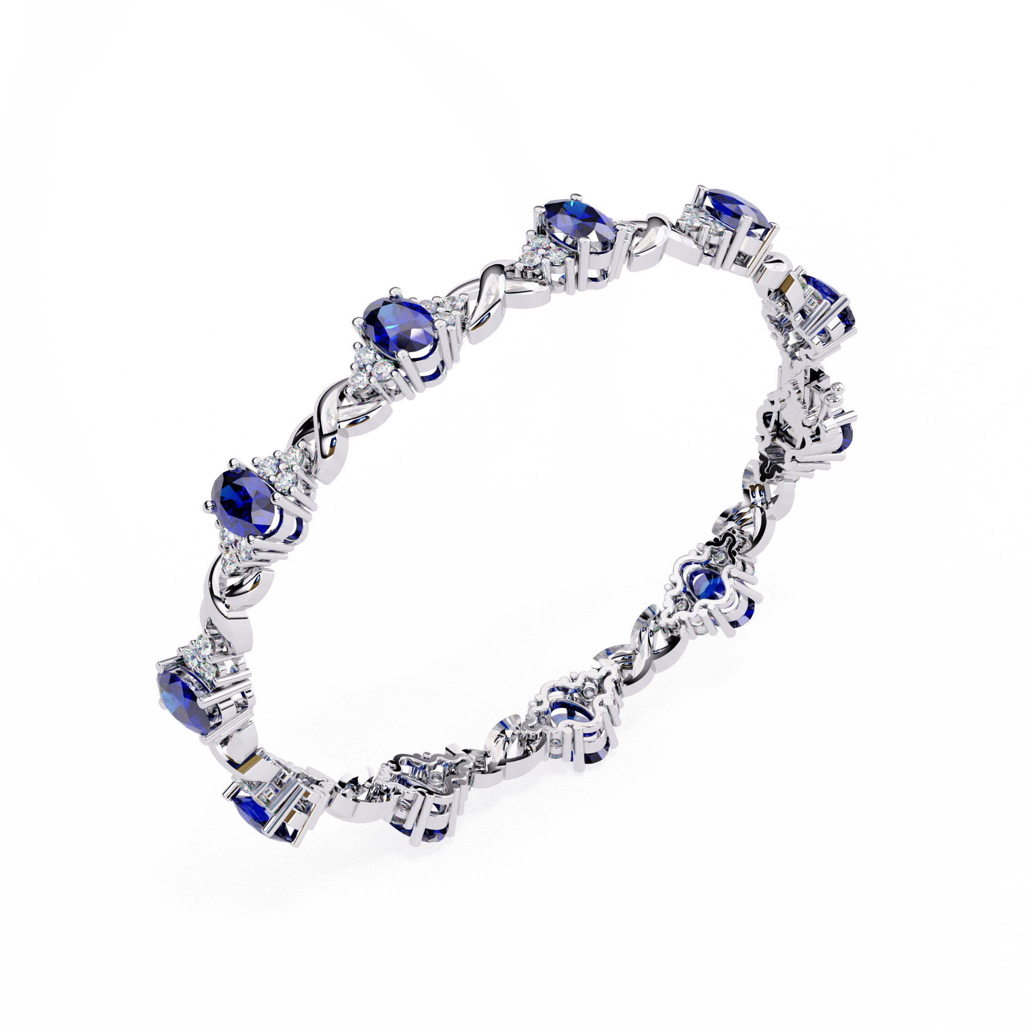 Midnight Blue Sapphire Look Silver Bracelet | 925 Pure Sterling Silver