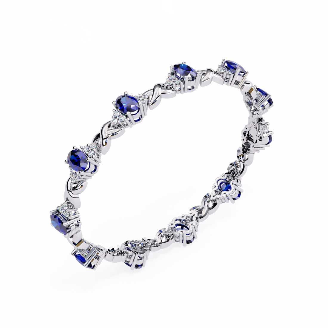 Midnight Blue Sapphire Look Silver Bracelet | 925 Pure Sterling Silver