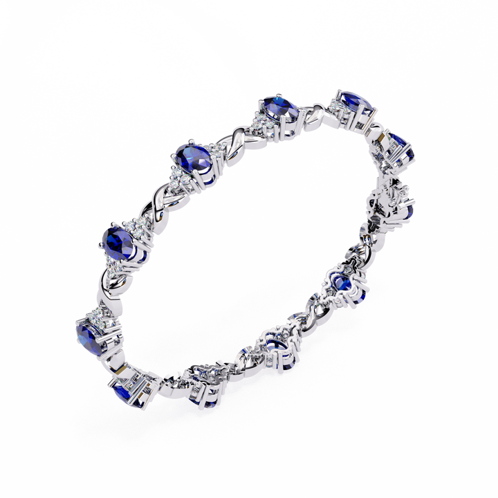 Midnight Blue Sapphire Look Silver Bracelet | 925 Pure Sterling Silver