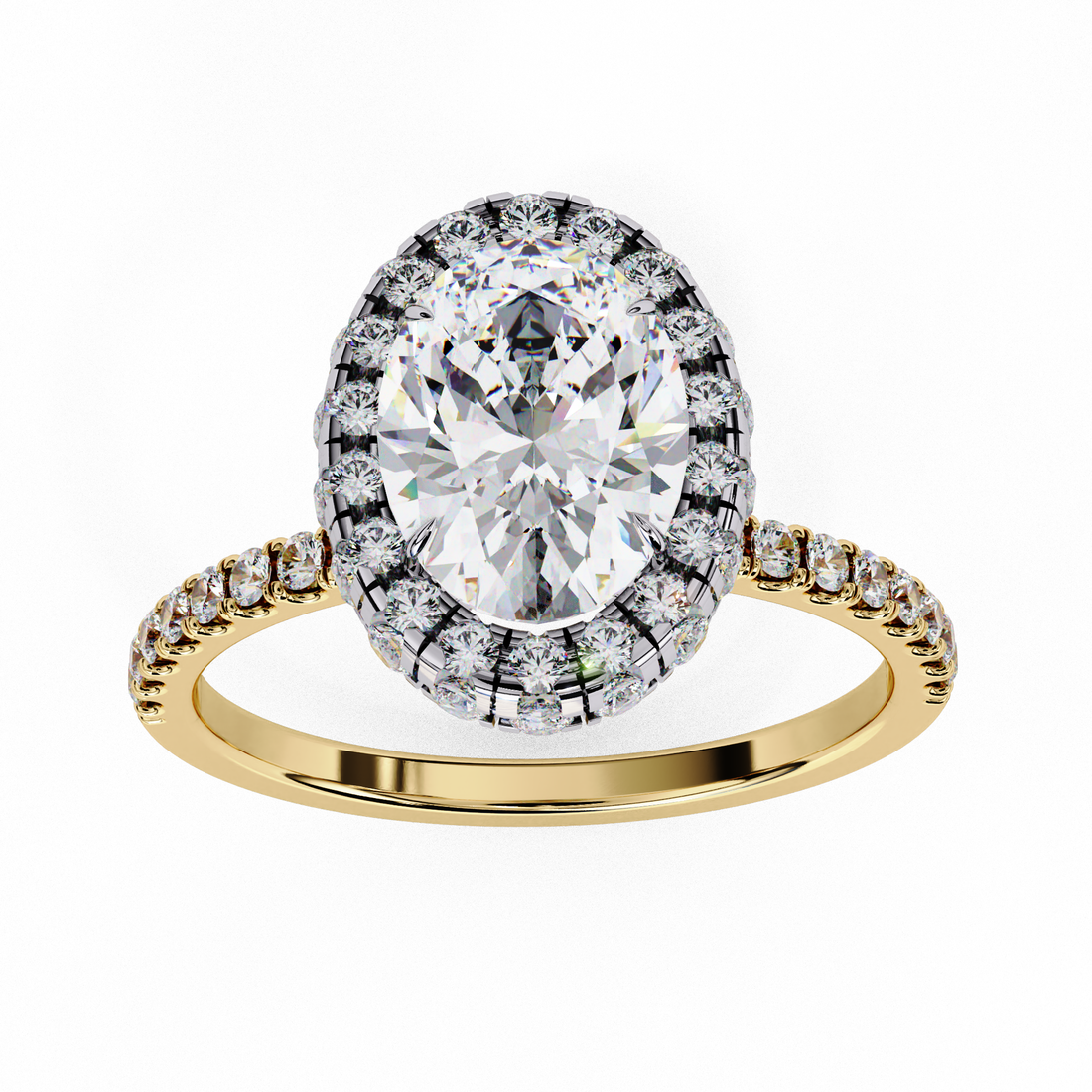 Eternal Halo Oval-Cut Solitaire Ring | 925 Sterling Silver