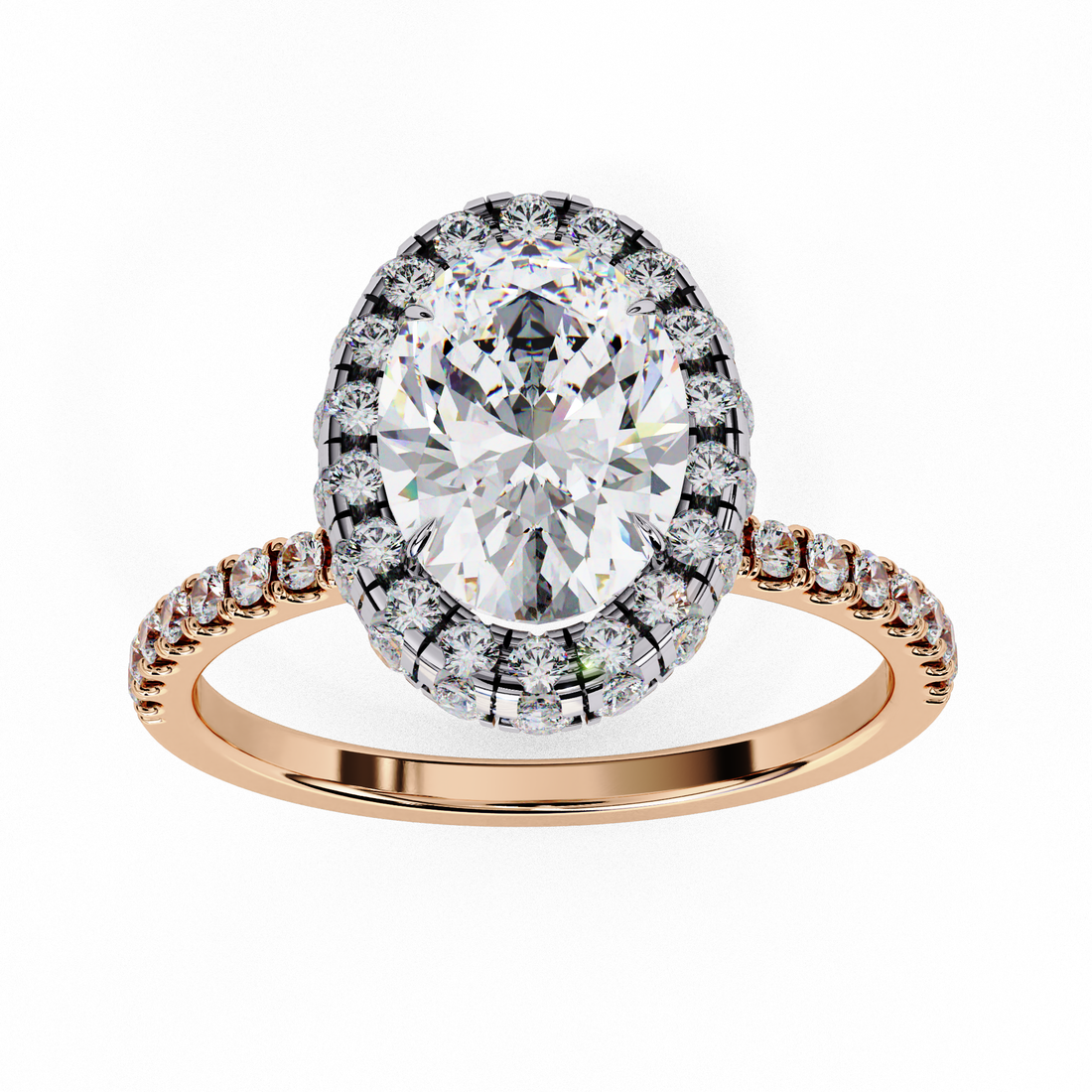 Eternal Halo Oval-Cut Solitaire Ring | 925 Sterling Silver
