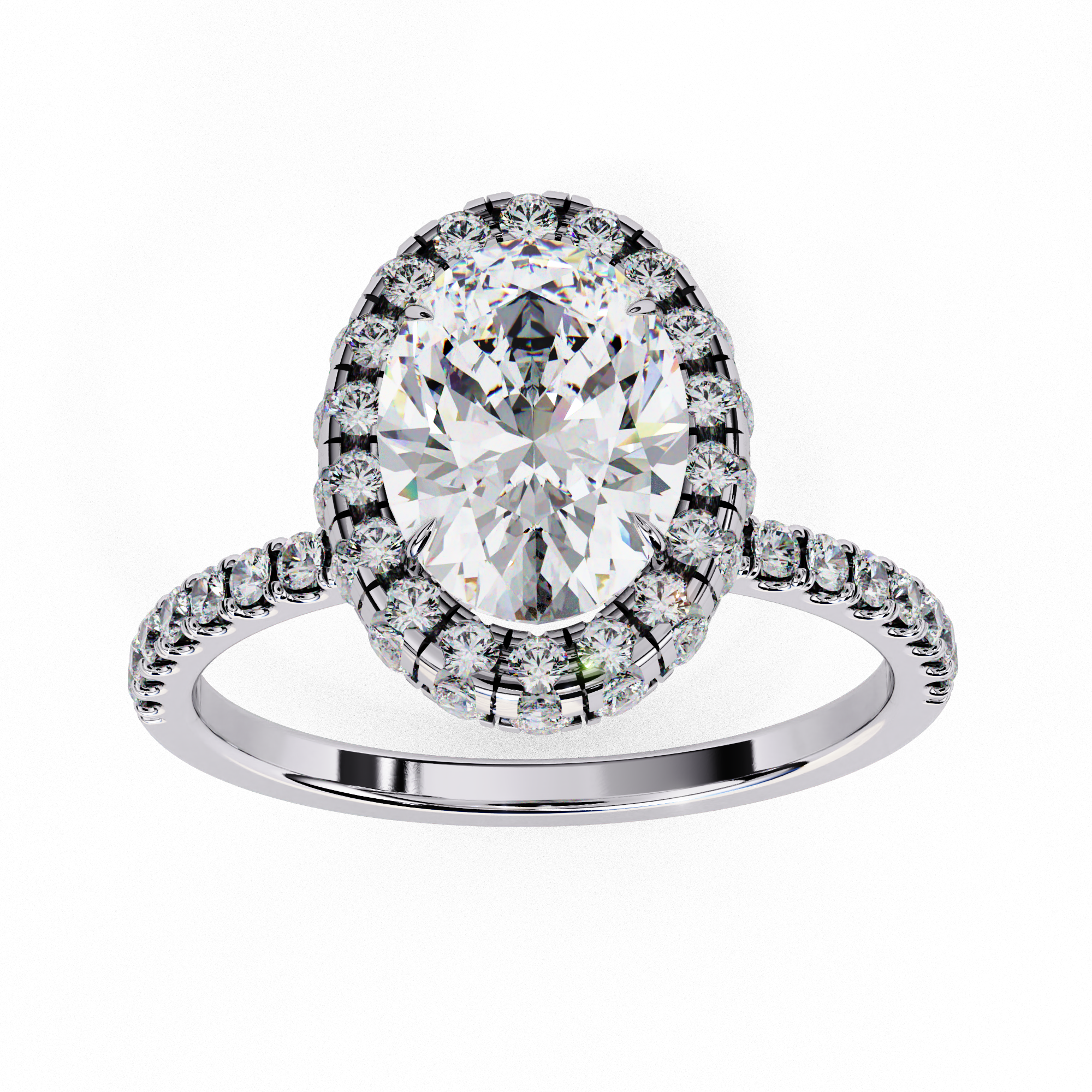 Eternal Halo Oval-Cut Solitaire Ring | 925 Sterling Silver