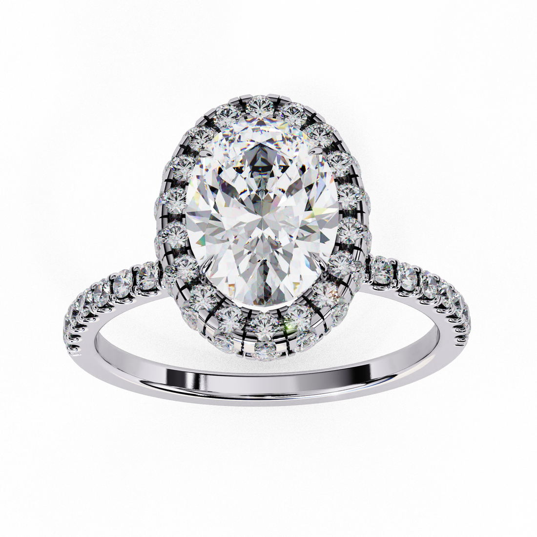 Eternal Halo Oval-Cut Solitaire Ring | 925 Sterling Silver