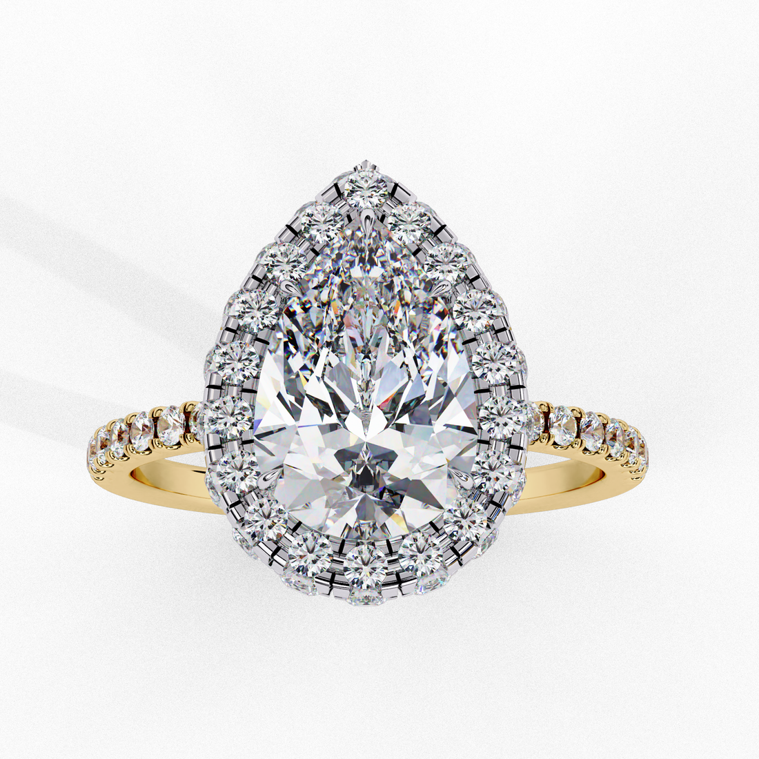 Royal Halo Pear-Cut Solitaire Ring | 925 Sterling Silver