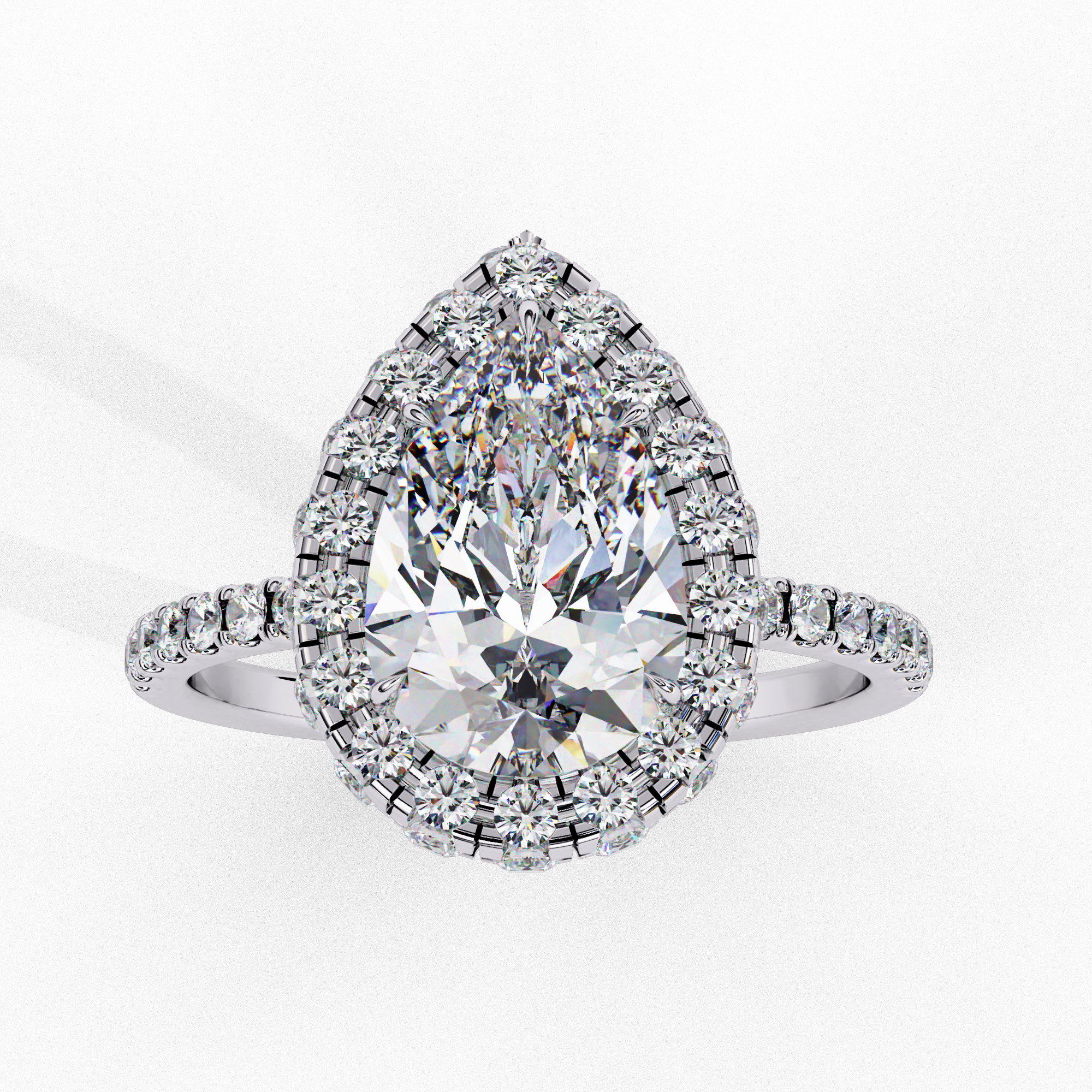 Royal Halo Pear-Cut Solitaire Ring | 925 Sterling Silver
