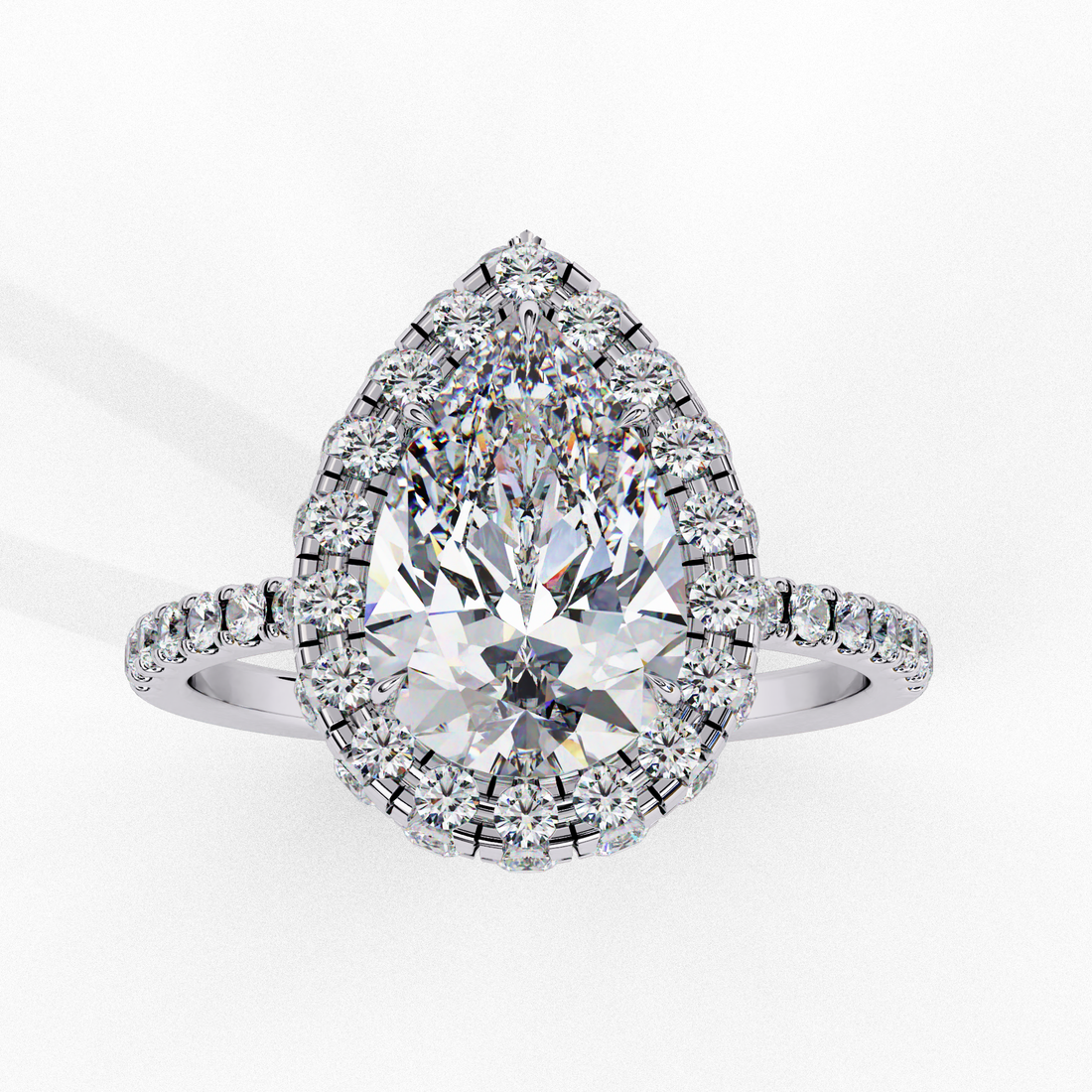 Royal Halo Pear-Cut Solitaire Ring | 925 Sterling Silver