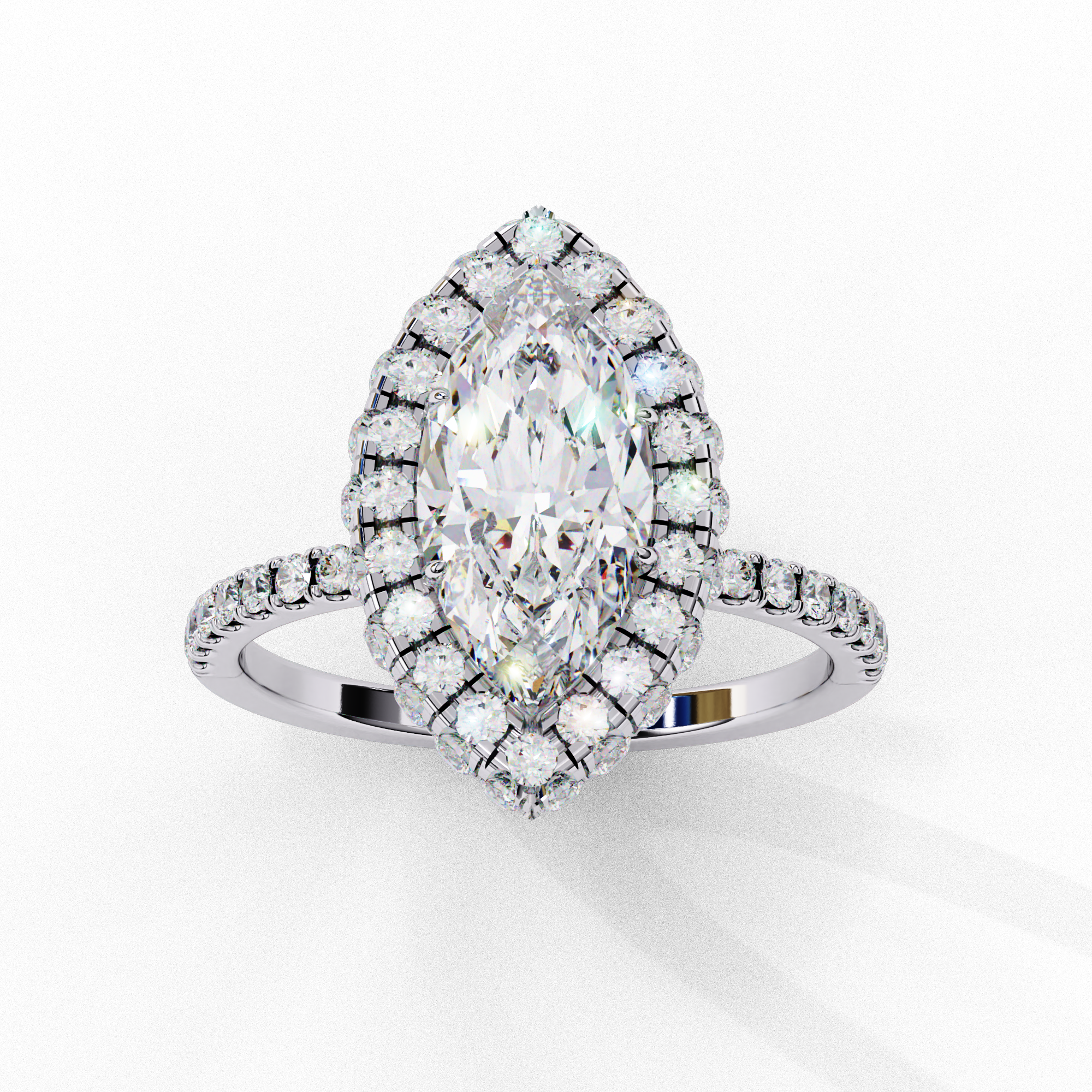 Imperial Halo Marquise-Cut Solitaire Ring | 925 Sterling Silver