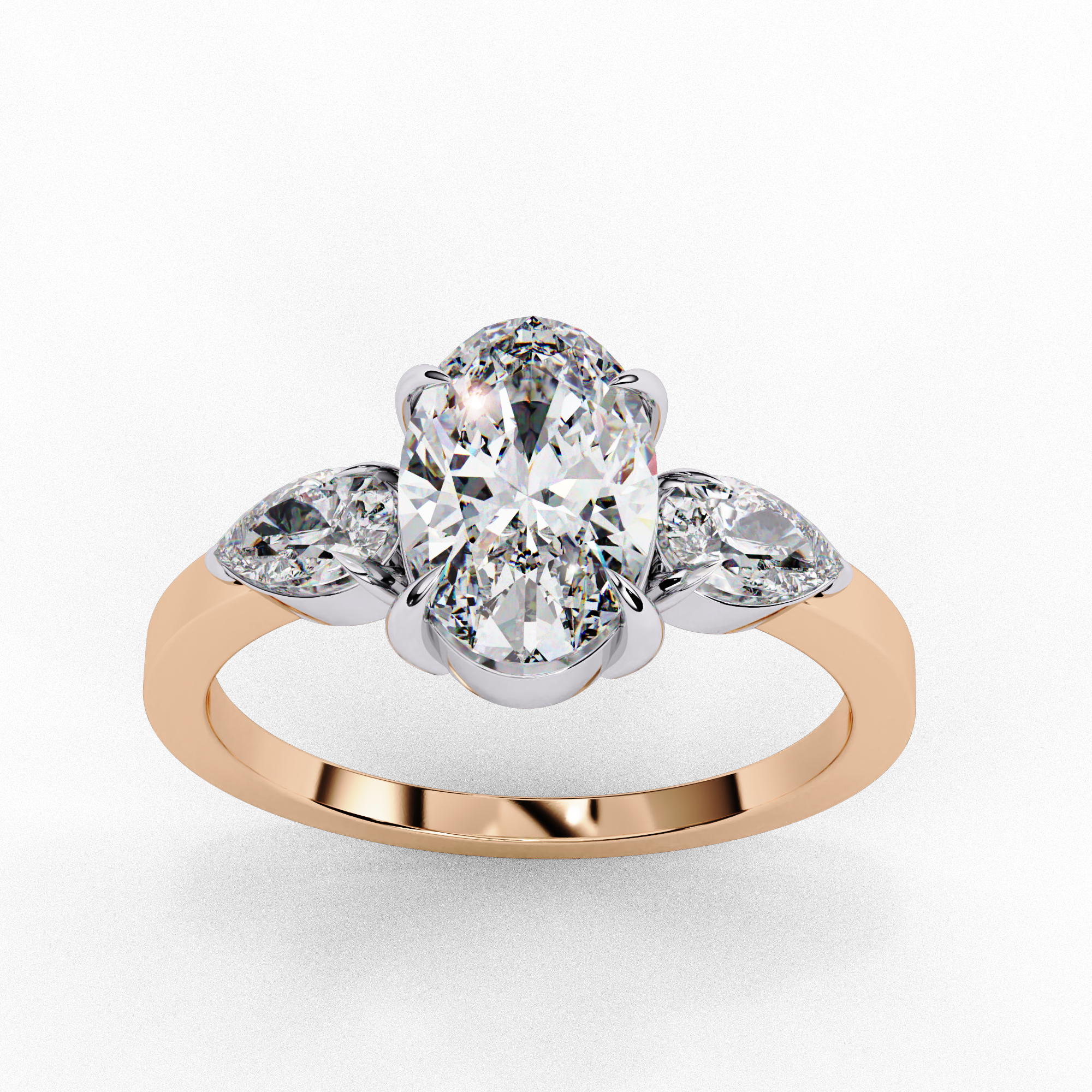 Oval Cut Three Stone Ring | 925 Sterling Silver