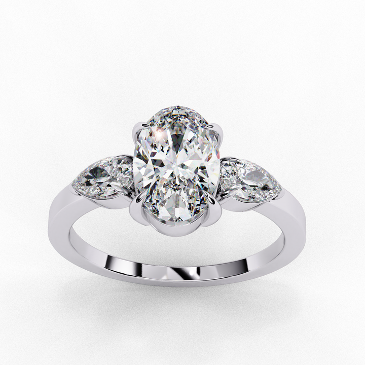 Oval Cut Three Stone Ring | 925 Sterling Silver
