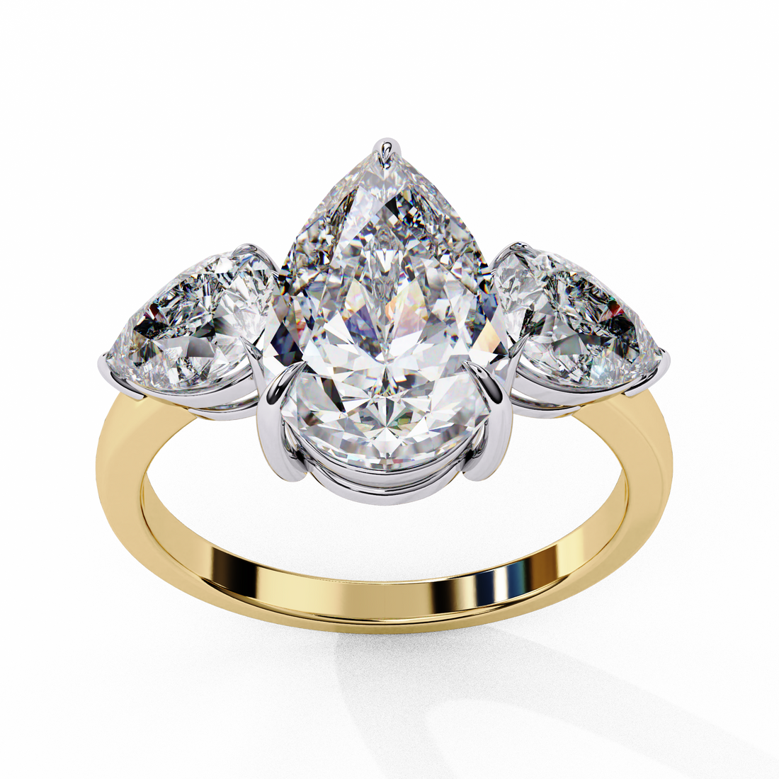 Classic Three-Stone Pear-Cut Ring for Women | 925 Sterling Silver